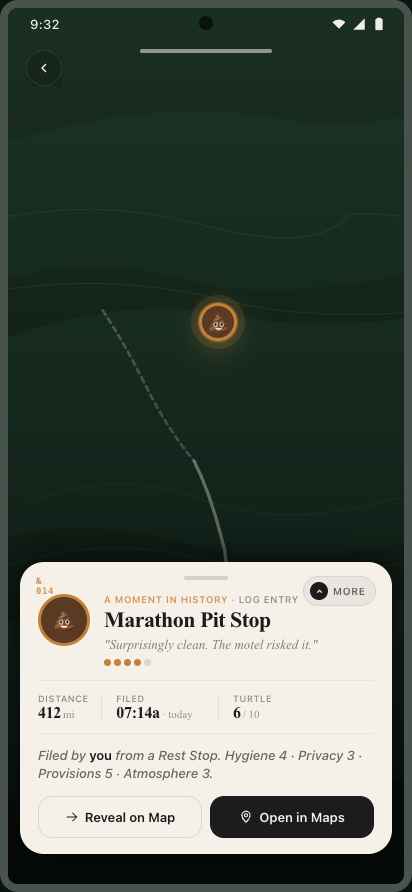 Map with a logged pin